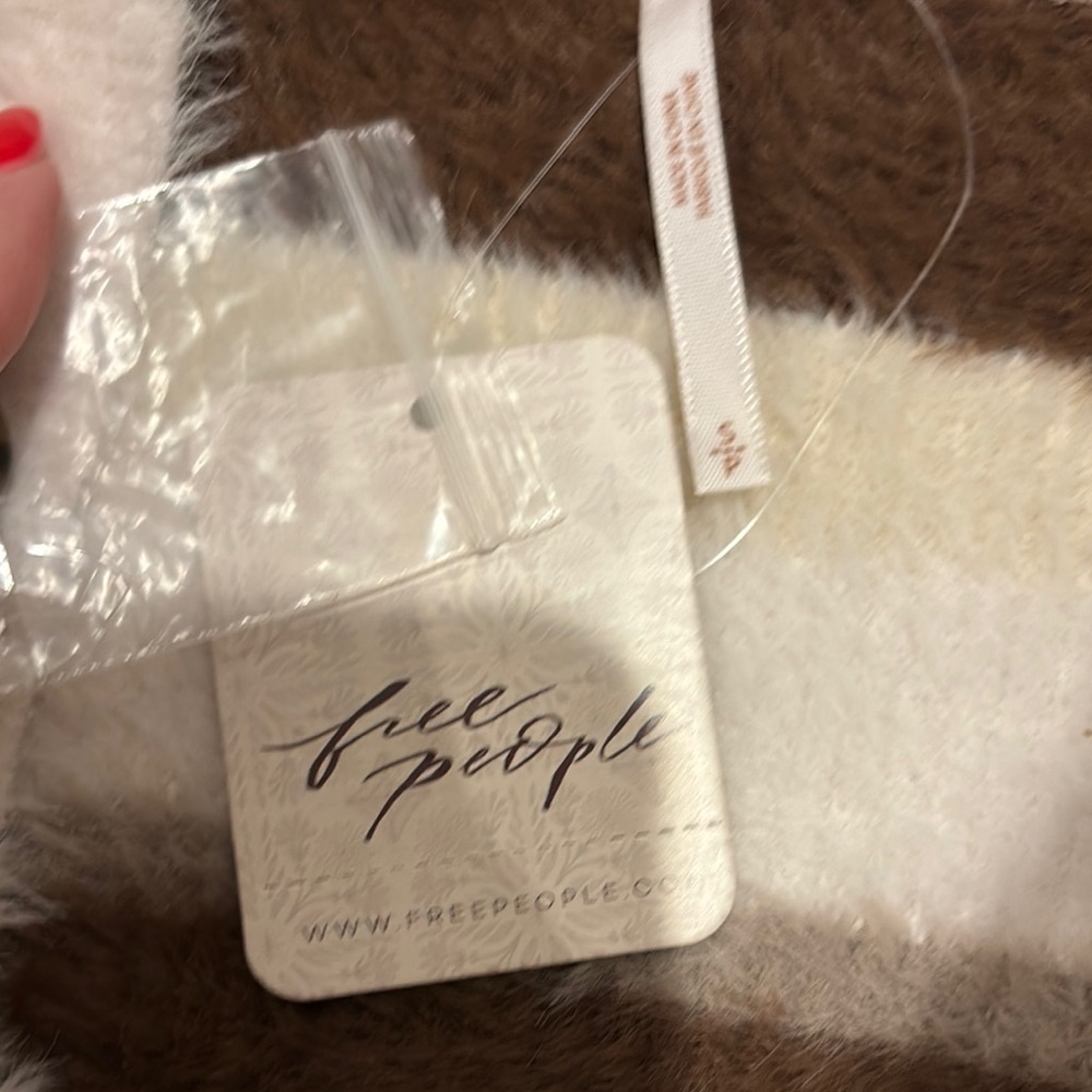 Free People Brown and Cream Ribbed Pencil Skirt NWT cashmere - Picture 3 of 5